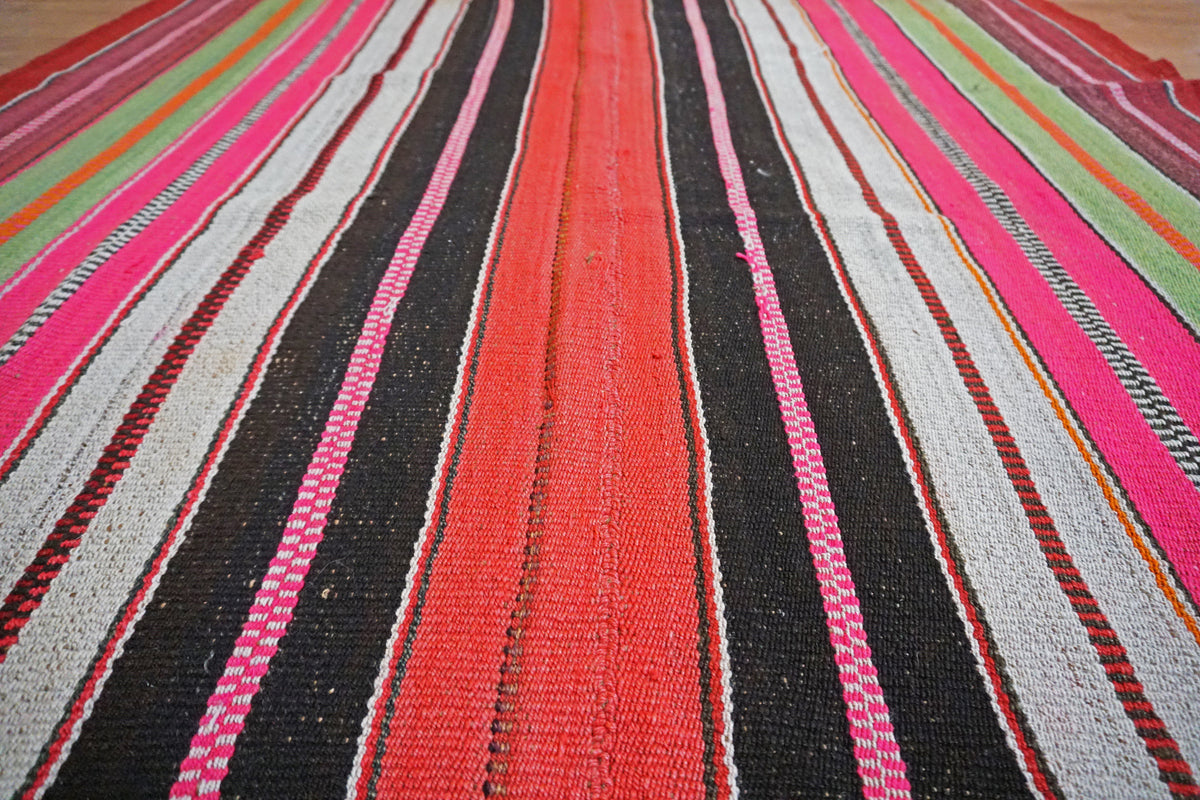 Peruvian Hand-Made Ethnic Rug - Striped | Pink & Black – Ethnic.Company