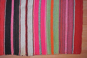 Peruvian Hand-Made Ethnic Rug - Striped | Pink & Black