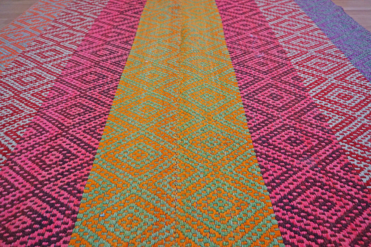 Peruvian Hand-Made Ethnic Rug - Striped | Red, Yellow & Blue – Ethnic ...