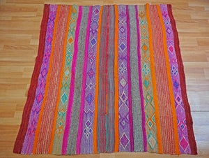 Peruvian Hand-Made Ethnic Rug - Striped | Purple & Orange