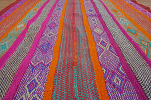 Peruvian Hand-Made Ethnic Rug - Striped | Purple & Orange