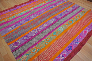 Peruvian Hand-Made Ethnic Rug - Striped | Purple & Orange