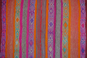 Peruvian Hand-Made Ethnic Rug - Striped | Purple & Orange