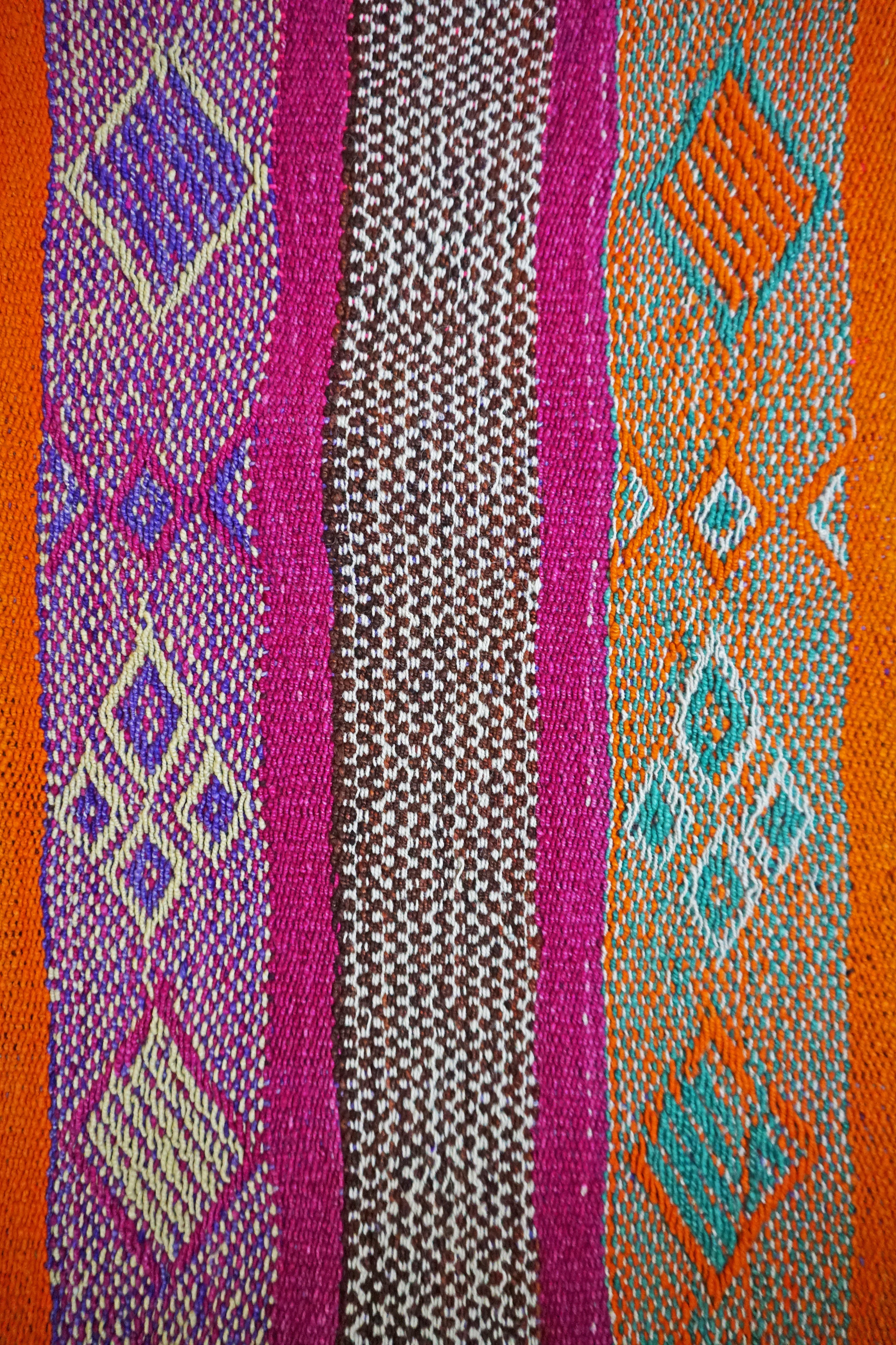 Peruvian Hand-Made Ethnic Rug - Striped | Purple & Orange