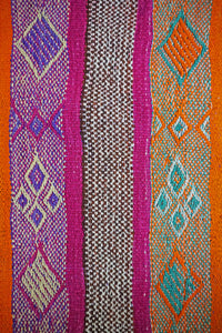 Peruvian Hand-Made Ethnic Rug - Striped | Purple & Orange