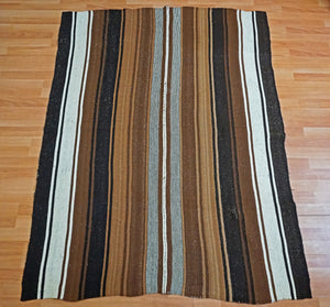 Peruvian Hand-Made Ethnic Rug - Striped | Black & Brown