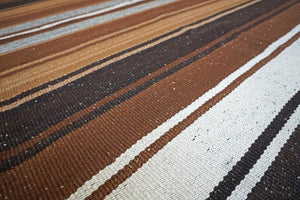 Peruvian Hand-Made Ethnic Rug - Striped | Black & Brown