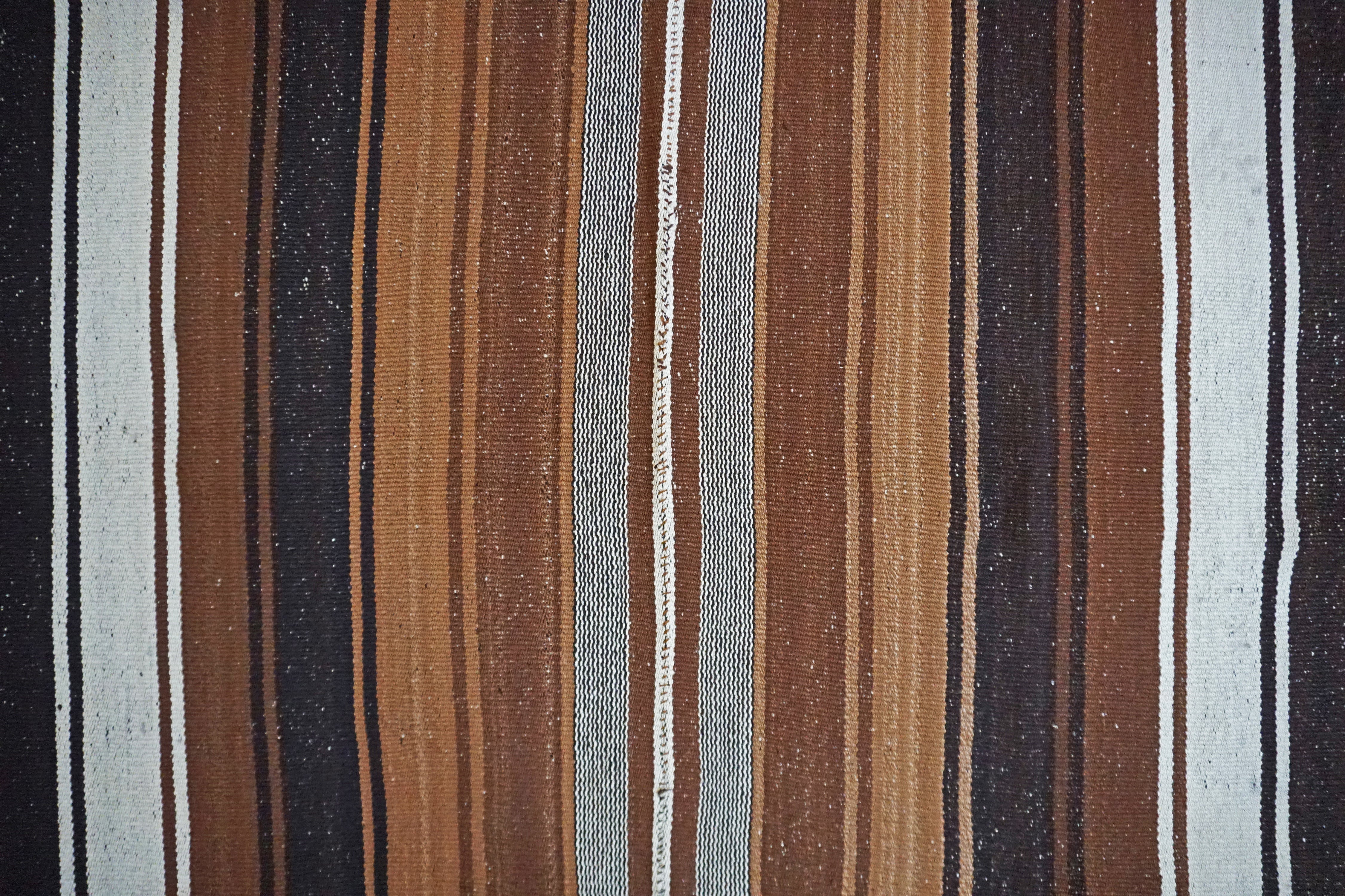 Peruvian Hand-Made Ethnic Rug - Striped | Black & Brown