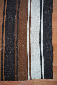 Peruvian Hand-Made Ethnic Rug - Striped | Black & Brown