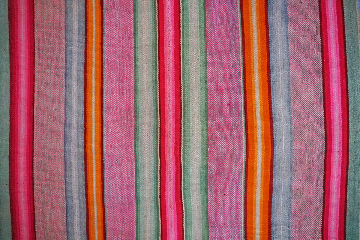 Peruvian Hand-Made Ethnic Rug - Striped | Pink & Teal – Ethnic.Company